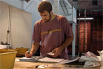 Dan Trepal, the author, catalogs in the field lab on Main Street