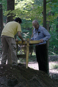 Norm & Dan: Dan helped our second volunteer this summer, Norman Brahm, to screen at the East Bank House