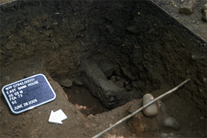 At the East Bank House, Paul found this clay deposit underneath a midden.